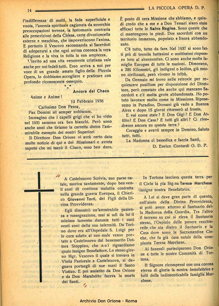 La piccola Opera della Divina Provvidenza, 33, 04, 01-04-1938, pagina 16