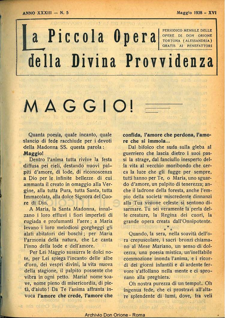 La piccola Opera della Divina Provvidenza, 33, 05, 01-05-1938, pagina 3