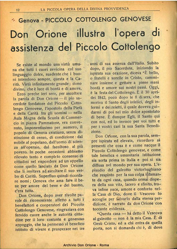 La piccola Opera della Divina Provvidenza, 33, 05, 01-05-1938, pagina 14