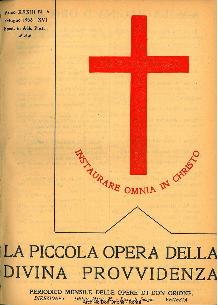 La piccola Opera della Divina Provvidenza, 33, 06, 01-06-1938, pagina 1
