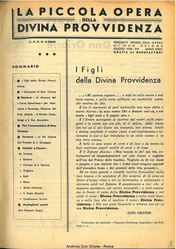La piccola Opera della Divina Provvidenza, 33, 06, 01-06-1938, pagina 3