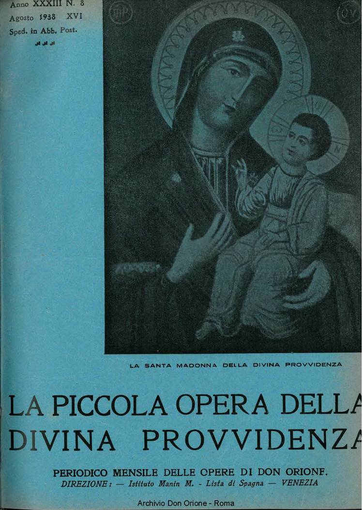 La piccola Opera della Divina Provvidenza, 33, 08, 01-08-1938, pagina 1