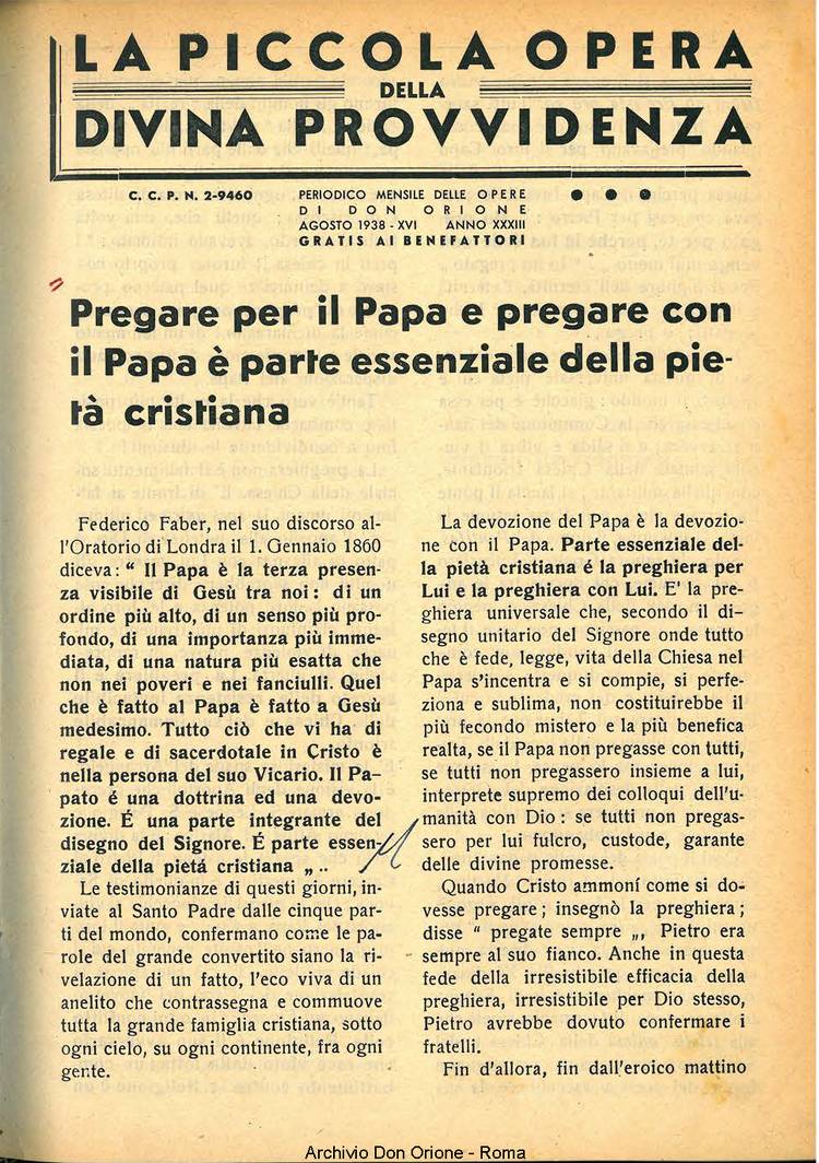 La piccola Opera della Divina Provvidenza, 33, 08, 01-08-1938, pagina 3