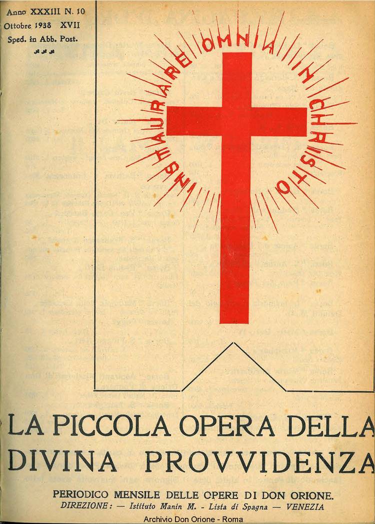 La piccola Opera della Divina Provvidenza, 33, 10, 01-10-1938, pagina 1