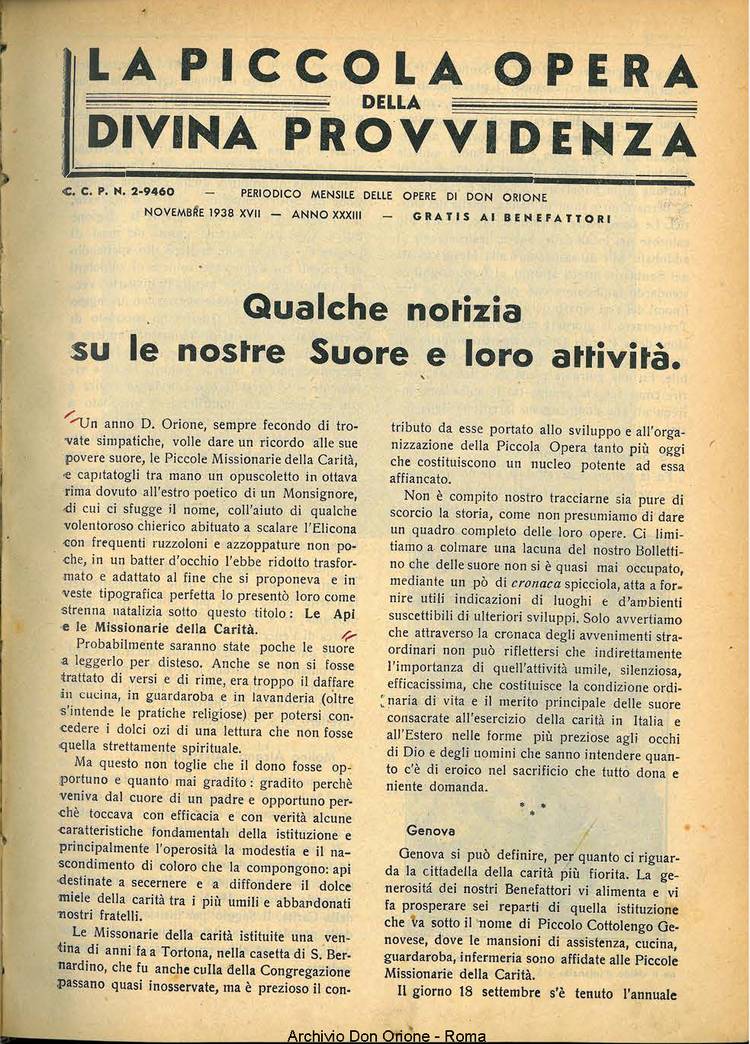 La piccola Opera della Divina Provvidenza, 33, 11, 01-11-1938, pagina 3