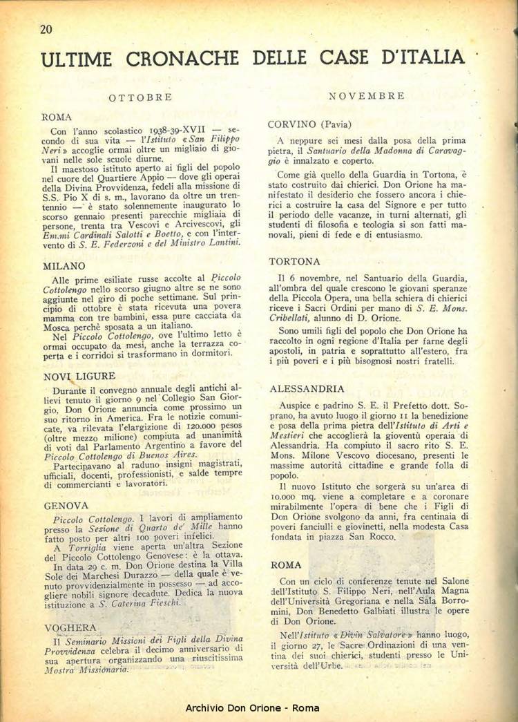 La piccola Opera della Divina Provvidenza, 33, 11, 01-11-1938, pagina 42
