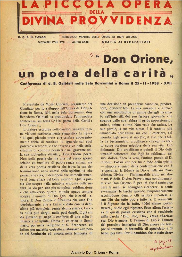 La piccola Opera della Divina Provvidenza, 33, 12, 01-12-1938, pagina 2