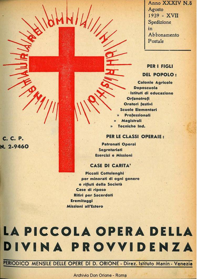 La piccola Opera della Divina Provvidenza, 34, 08, 01-08-1939, pagina 1