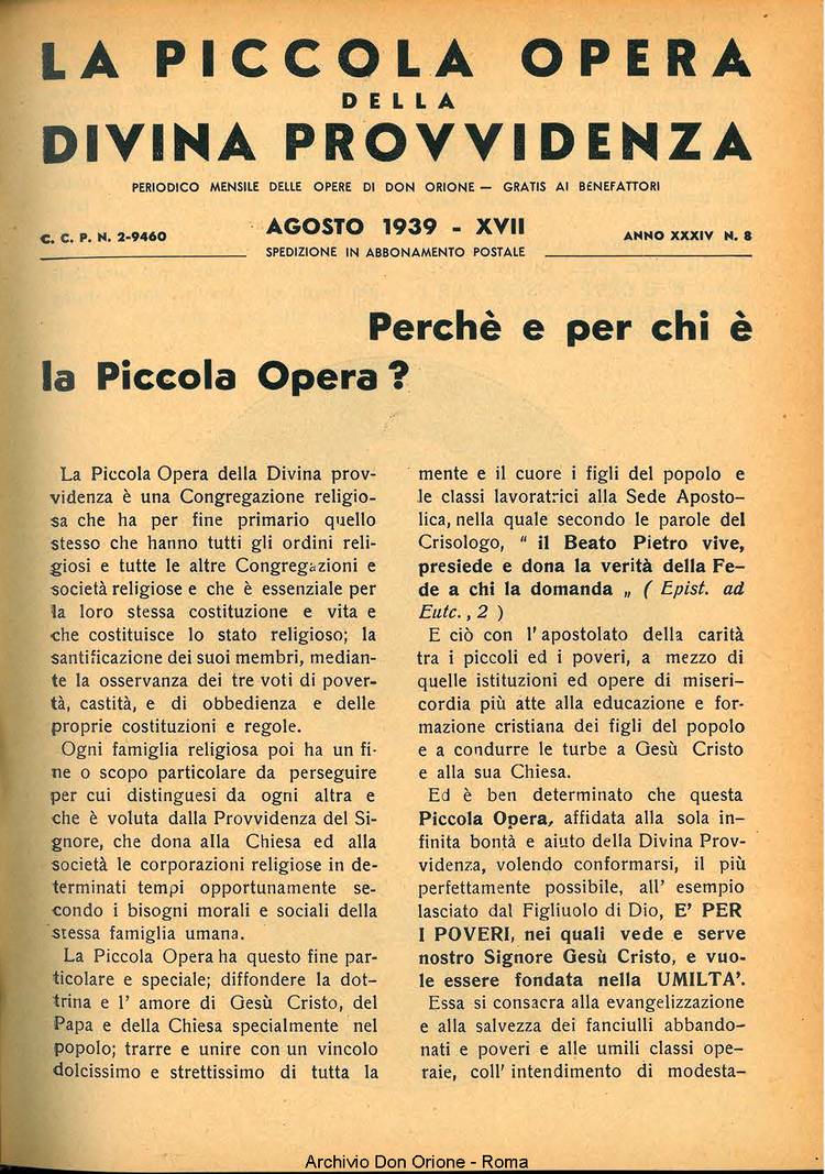 La piccola Opera della Divina Provvidenza, 34, 08, 01-08-1939, pagina 3