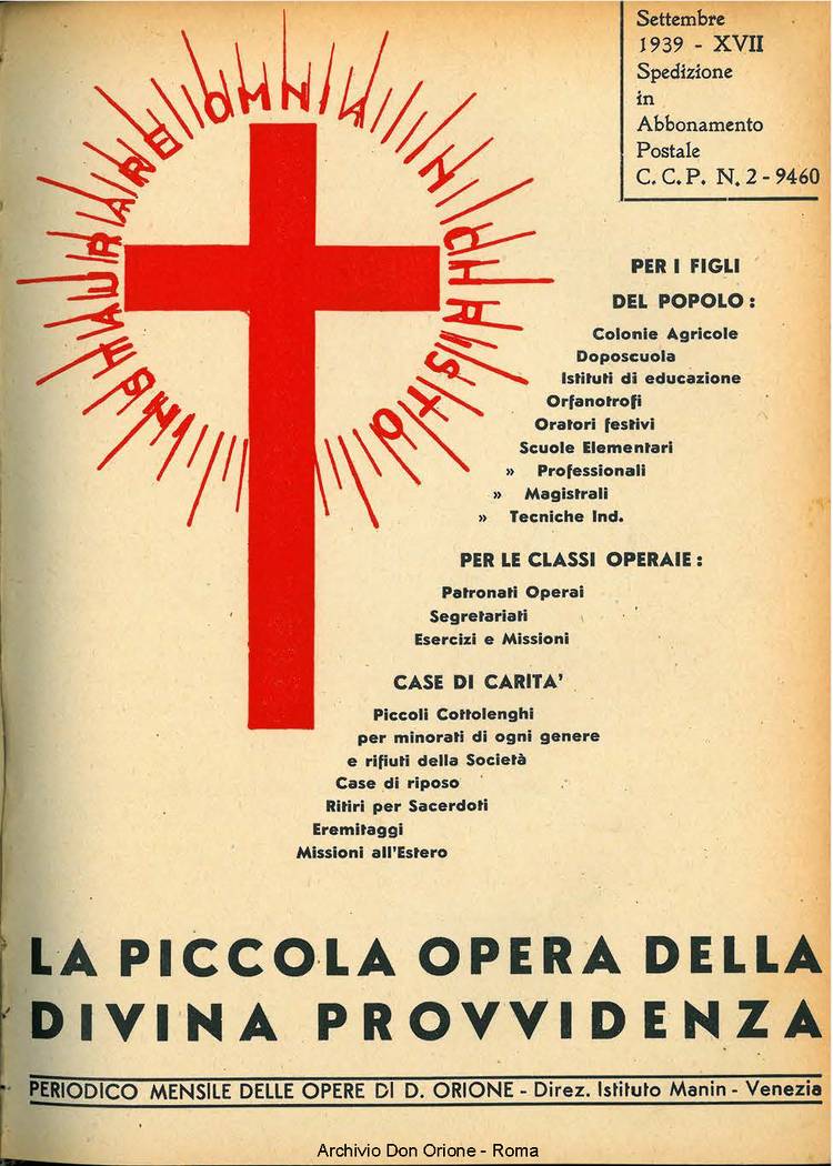 La piccola Opera della Divina Provvidenza, 34, 09, 01-09-1939, pagina 1