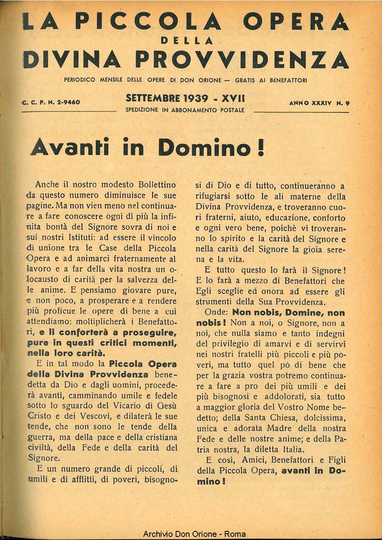 La piccola Opera della Divina Provvidenza, 34, 09, 01-09-1939, pagina 3