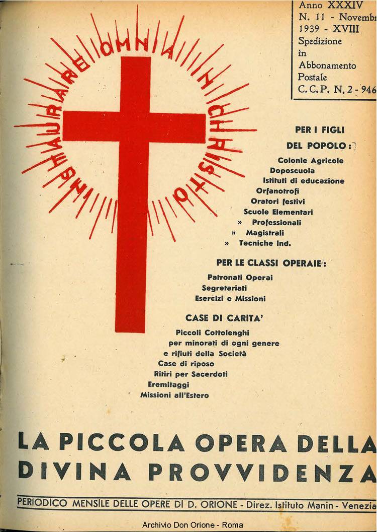 La piccola Opera della Divina Provvidenza, 34, 11, 01-11-1939, pagina 1