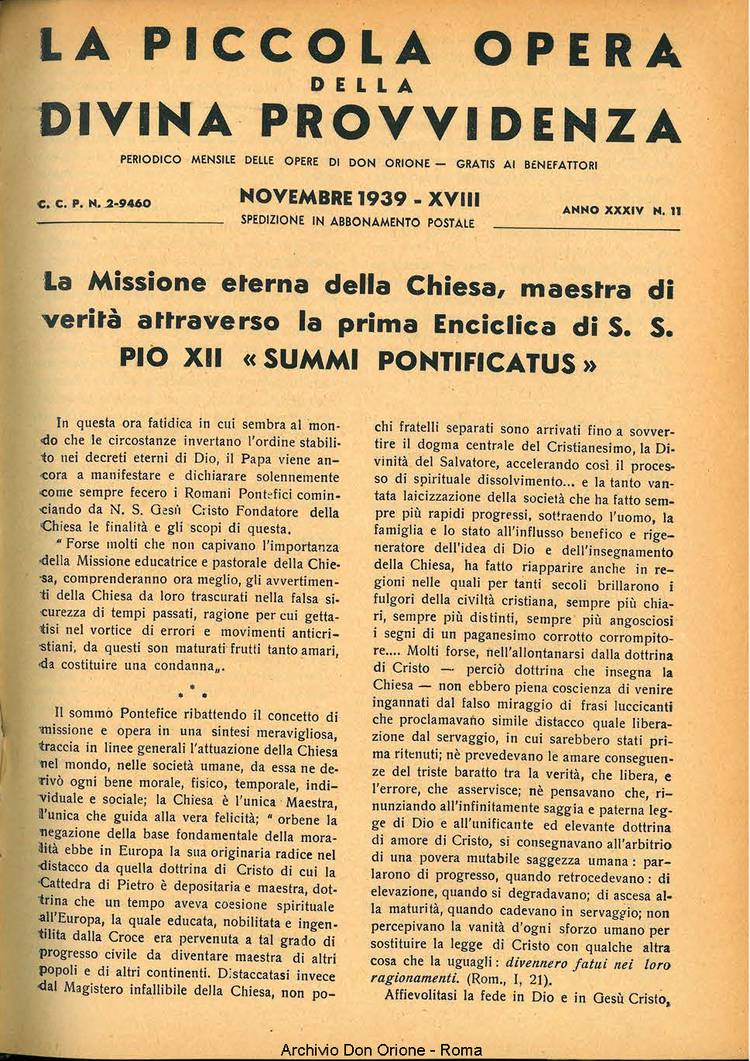 La piccola Opera della Divina Provvidenza, 34, 11, 01-11-1939, pagina 3
