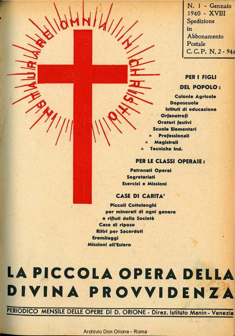 La piccola Opera della Divina Provvidenza, 35, 01, 01-01-1940, pagina 1