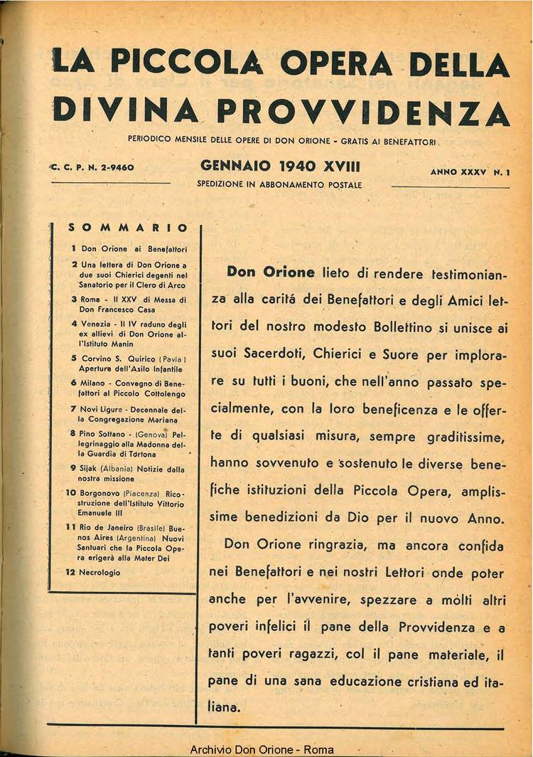 La piccola Opera della Divina Provvidenza, 35, 01, 01-01-1940, pagina 3