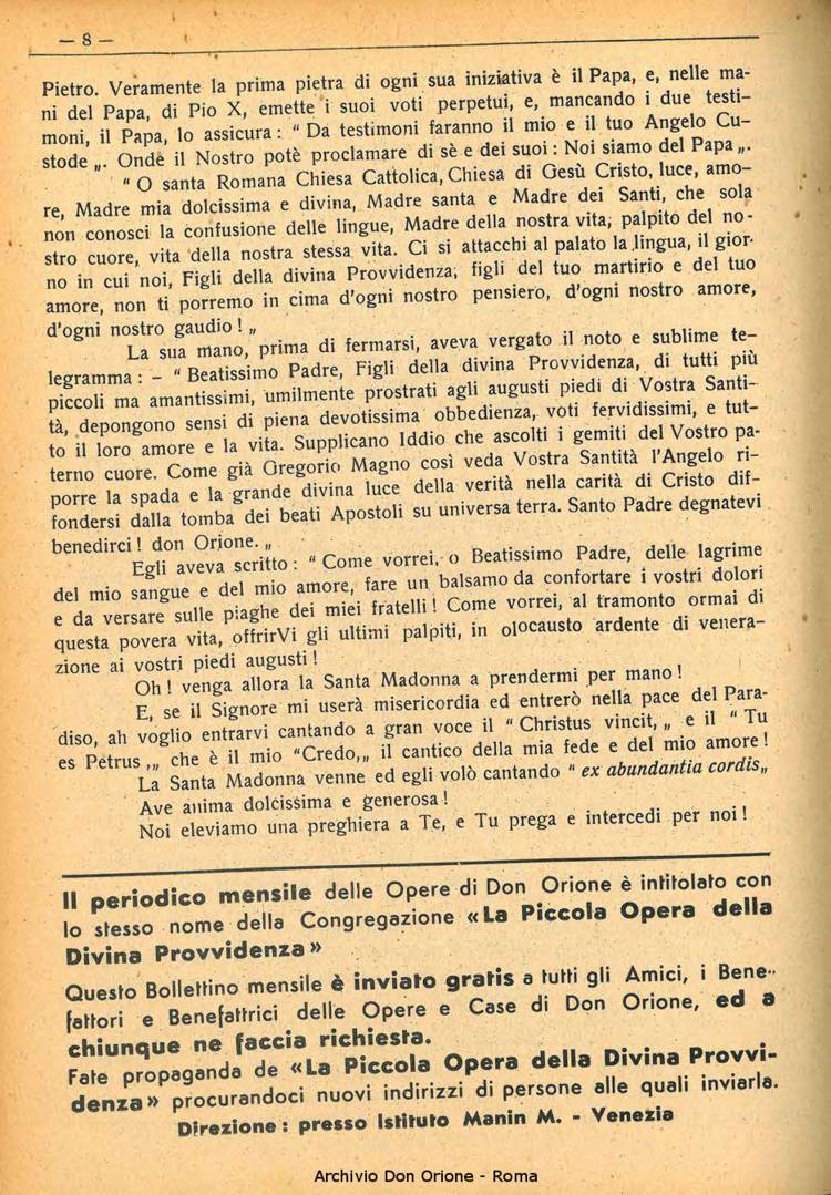 La piccola Opera della Divina Provvidenza, 35, 07, 01-07-1940, pagina 8