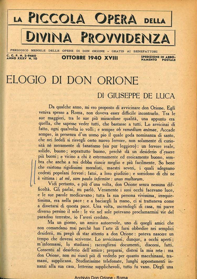 La piccola Opera della Divina Provvidenza, 35, 10, 01-10-1940, pagina 3