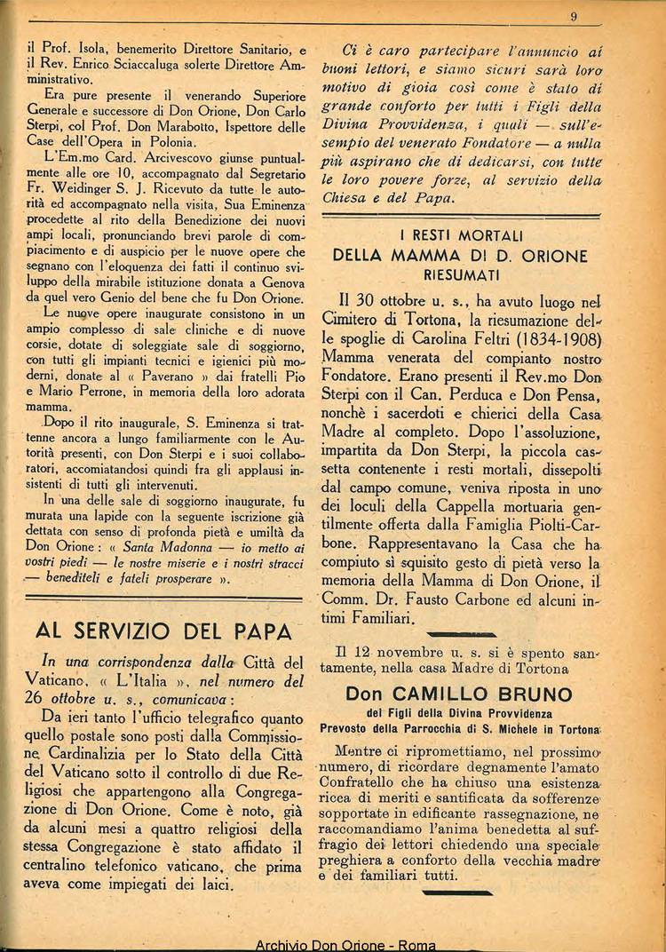 La piccola Opera della Divina Provvidenza, 35, 11, 01-11-1940, pagina 11