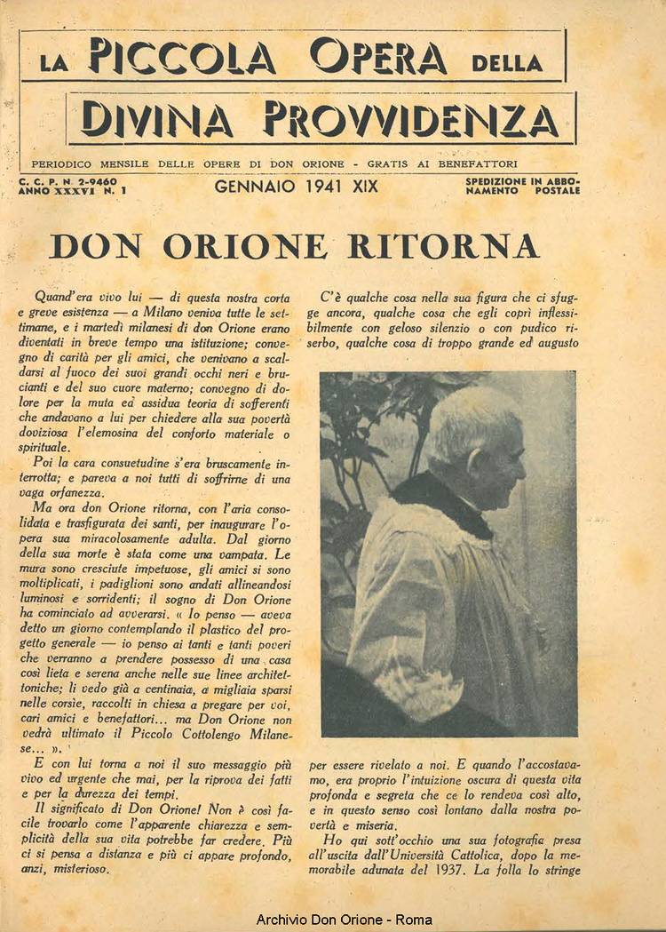 La piccola Opera della Divina Provvidenza, 36, 01, 01-01-1941, pagina 3