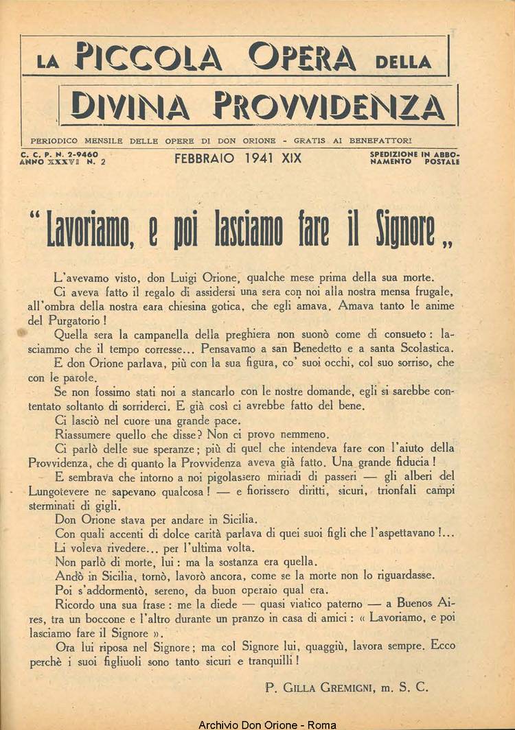 La piccola Opera della Divina Provvidenza, 36, 02, 01-02-1941, pagina 3
