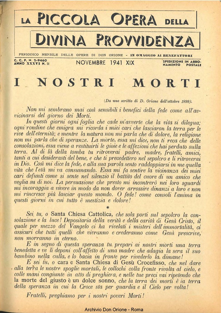 La piccola Opera della Divina Provvidenza, 36, 11, 01-11-1941, pagina 3