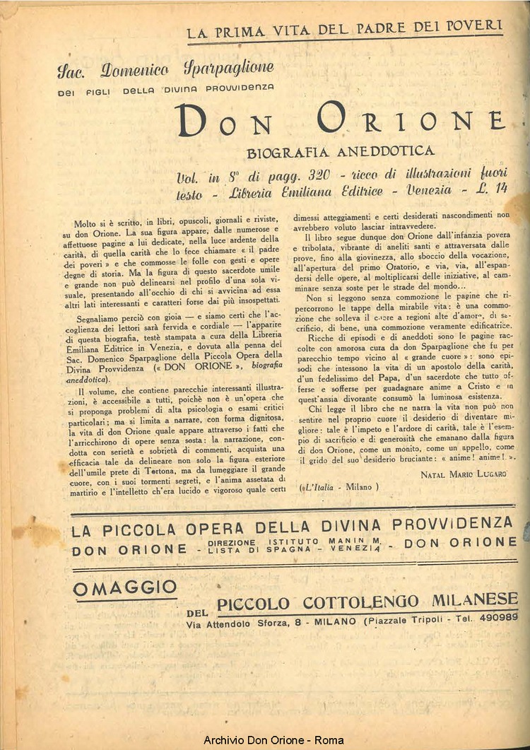 La piccola Opera della Divina Provvidenza, 36, 11, 01-11-1941, pagina 16