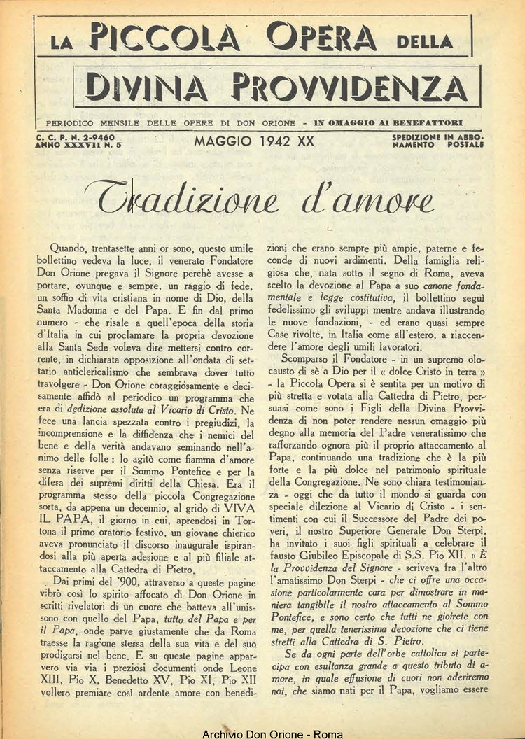 La piccola Opera della Divina Provvidenza, 37, 05, 01-05-1942, pagina 3