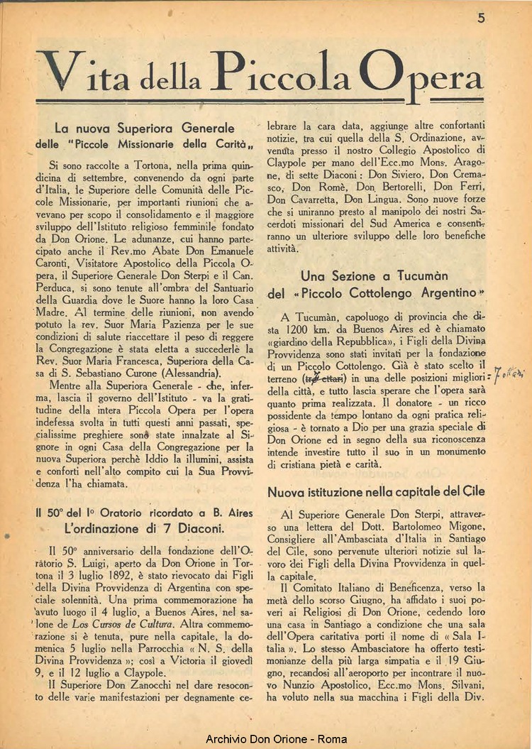 La piccola Opera della Divina Provvidenza, 37, 10, 01-10-1942, pagina 5