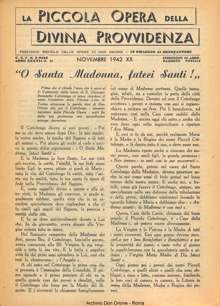 La piccola Opera della Divina Provvidenza, 37, 11, 01-11-1942, pagina 3