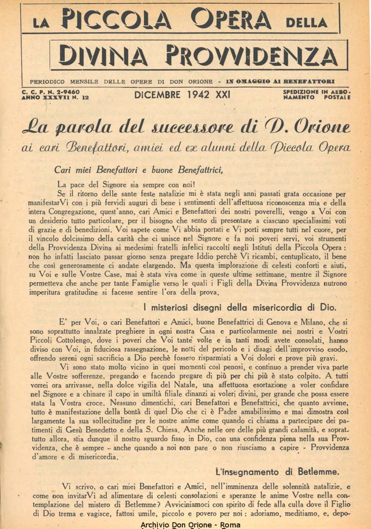 La piccola Opera della Divina Provvidenza, 37, 12, 01-12-1942, pagina 3