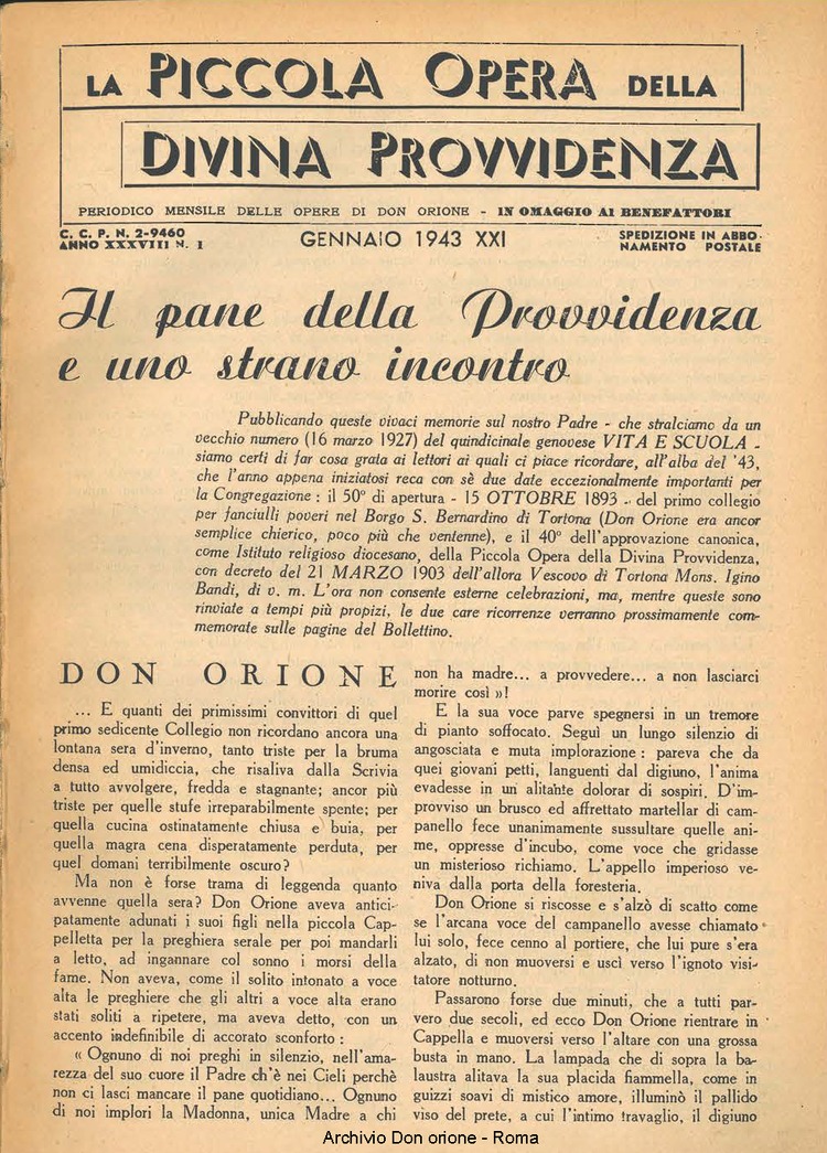 La piccola Opera della Divina Provvidenza, 38, 01, 01-01-1943, pagina 3