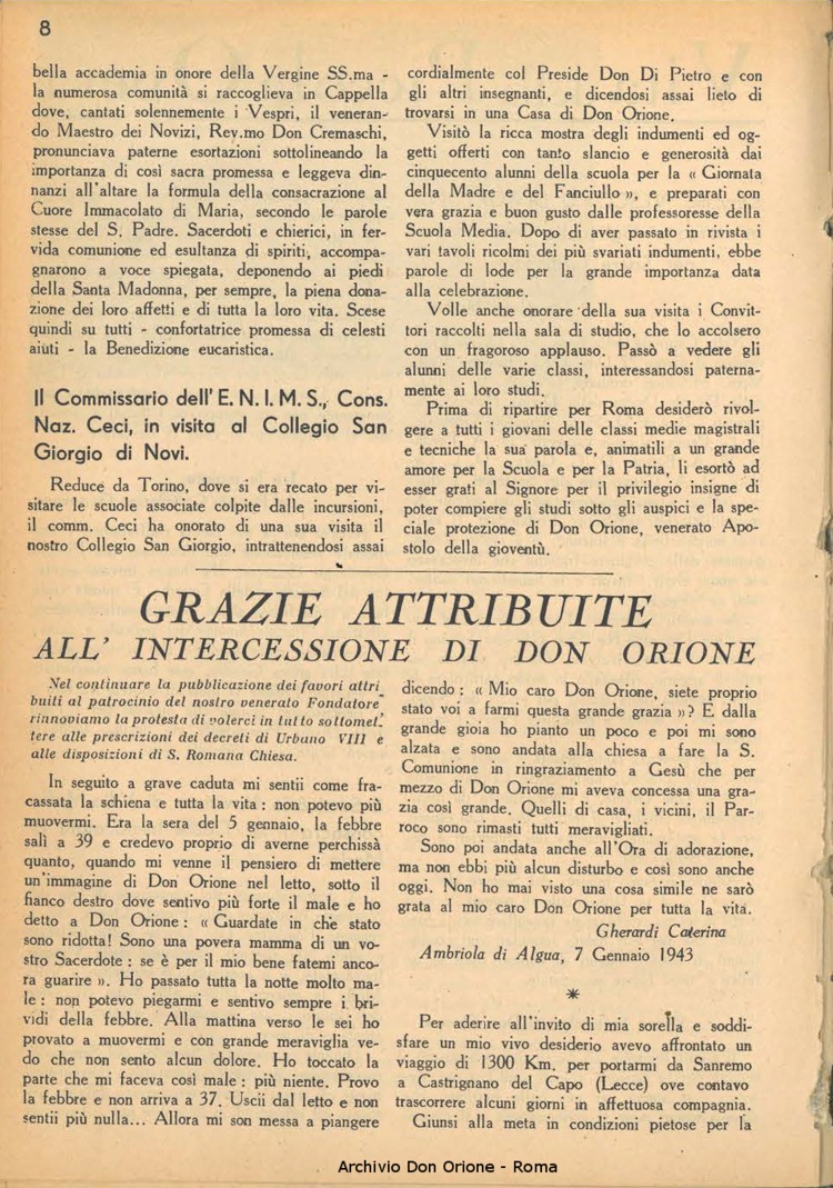 La piccola Opera della Divina Provvidenza, 38, 01, 01-01-1943, pagina 8