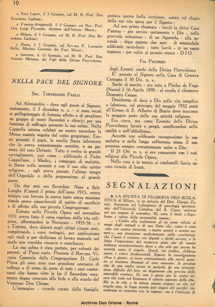 La piccola Opera della Divina Provvidenza, 38, 01, 01-01-1943, pagina 10