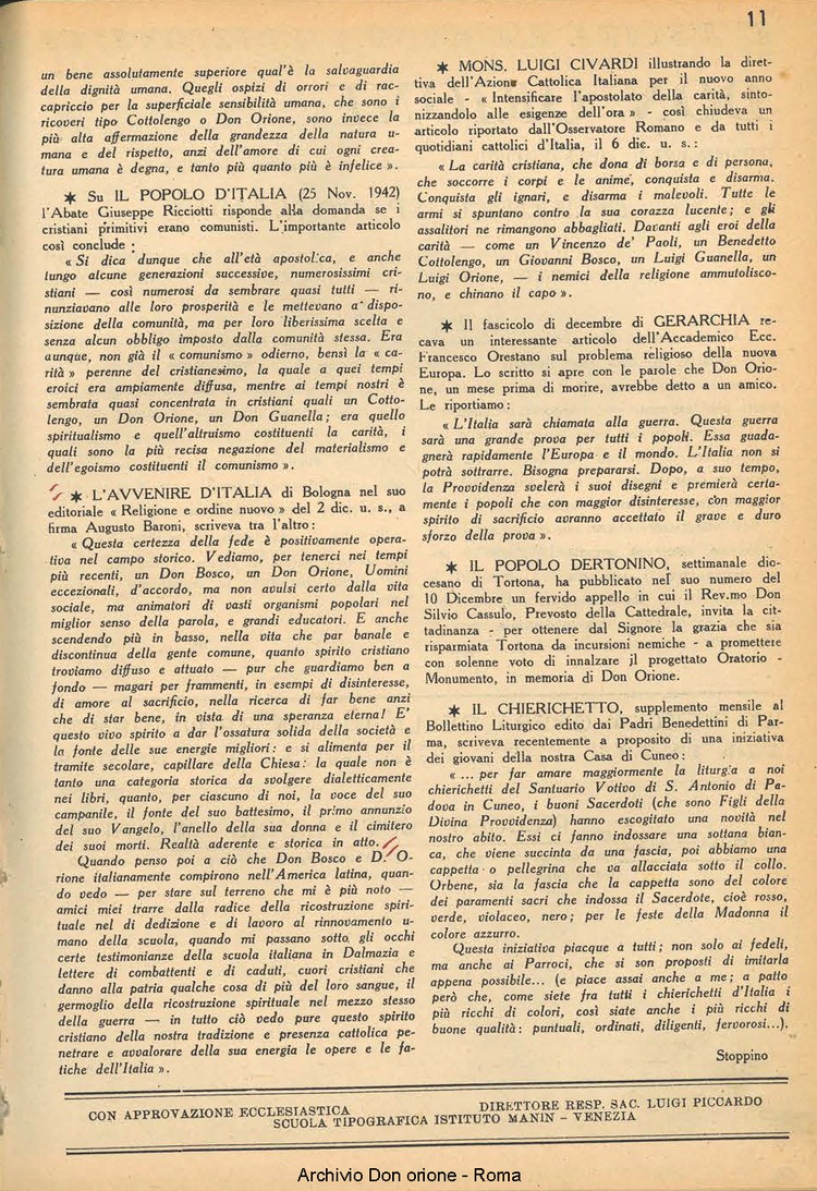 La piccola Opera della Divina Provvidenza, 38, 01, 01-01-1943, pagina 11