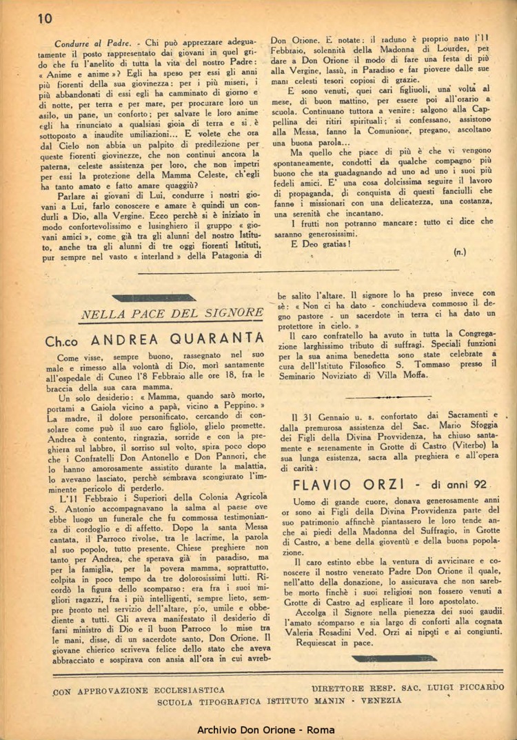 La piccola Opera della Divina Provvidenza, 38, 02, 01-02-1943, pagina 10