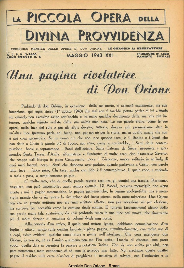 La piccola Opera della Divina Provvidenza, 38, 05, 01-05-1943, pagina 3