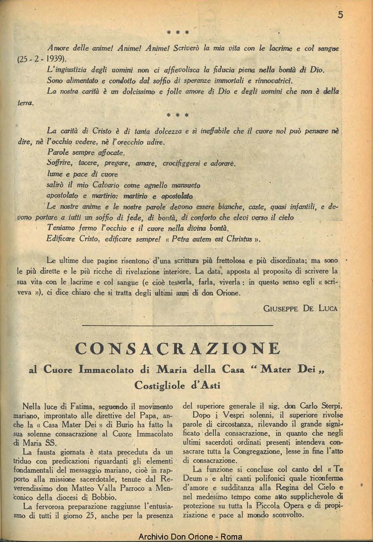 La piccola Opera della Divina Provvidenza, 38, 05, 01-05-1943, pagina 5