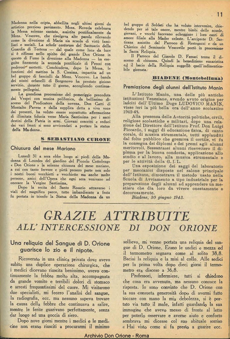 La piccola Opera della Divina Provvidenza, 38, 07, 01-07-1943, pagina 11