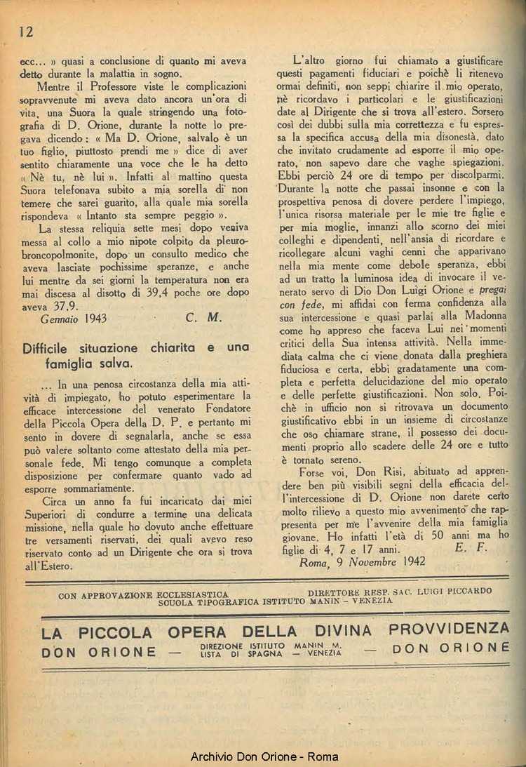 La piccola Opera della Divina Provvidenza, 38, 07, 01-07-1943, pagina 12