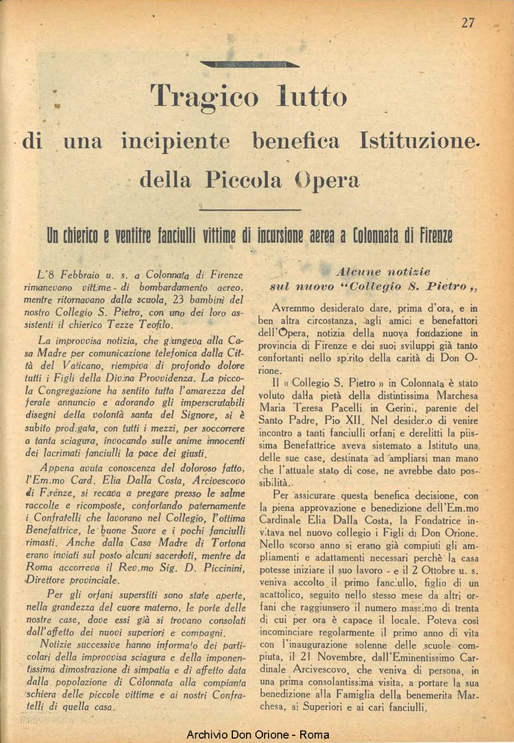 La piccola Opera della Divina Provvidenza, 38, 10, 01-12-1943, pagina 29