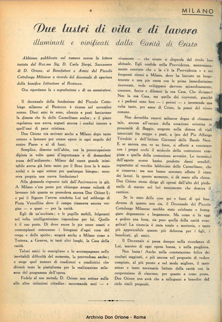 La piccola Opera della Divina Provvidenza, 39, 01, 1944, 01-02-1944, pagina 2