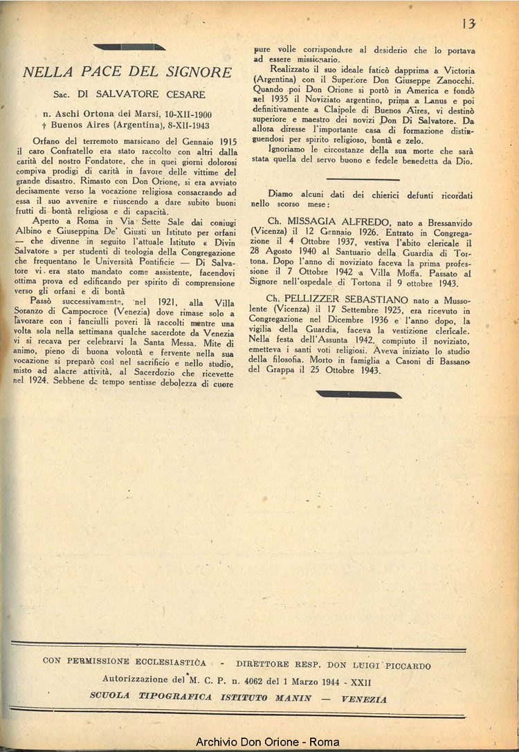 La piccola Opera della Divina Provvidenza, 39, 01, 1944, 01-02-1944, pagina 15