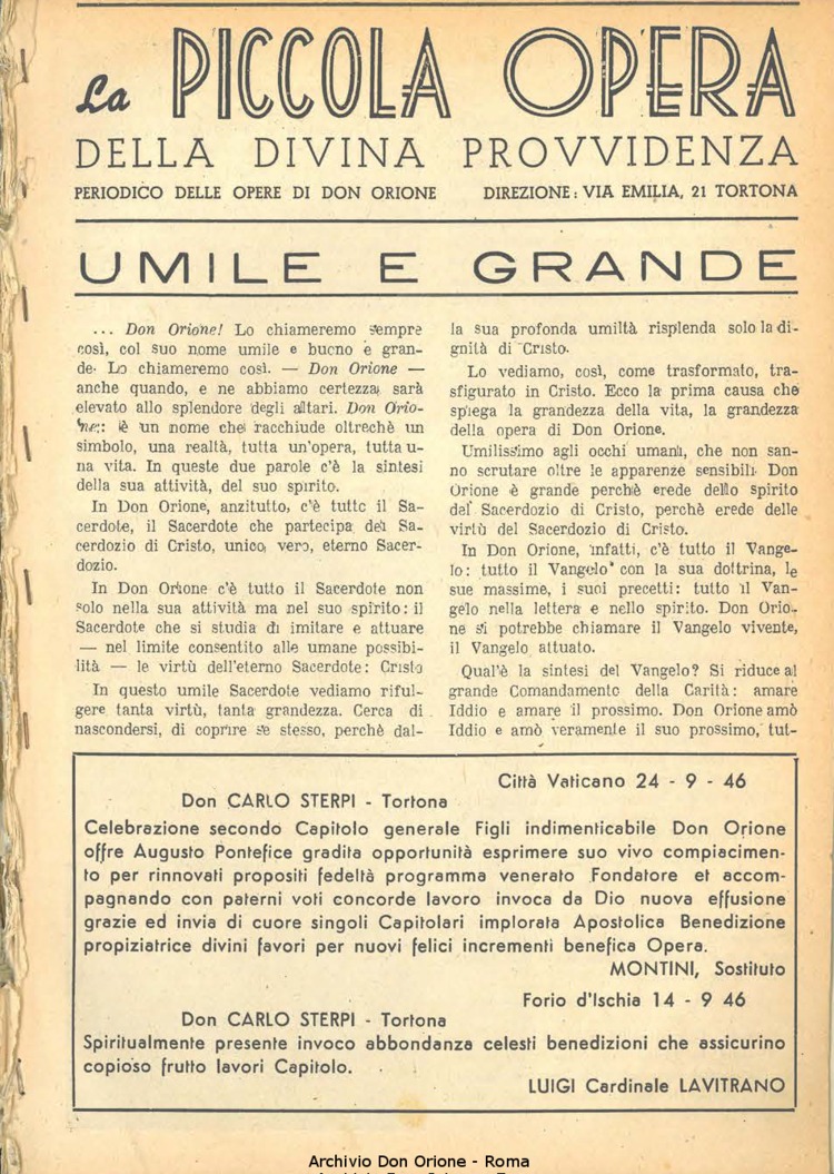 La piccola Opera della Divina Provvidenza, 40, 09, 01-09-1946, pagina 3