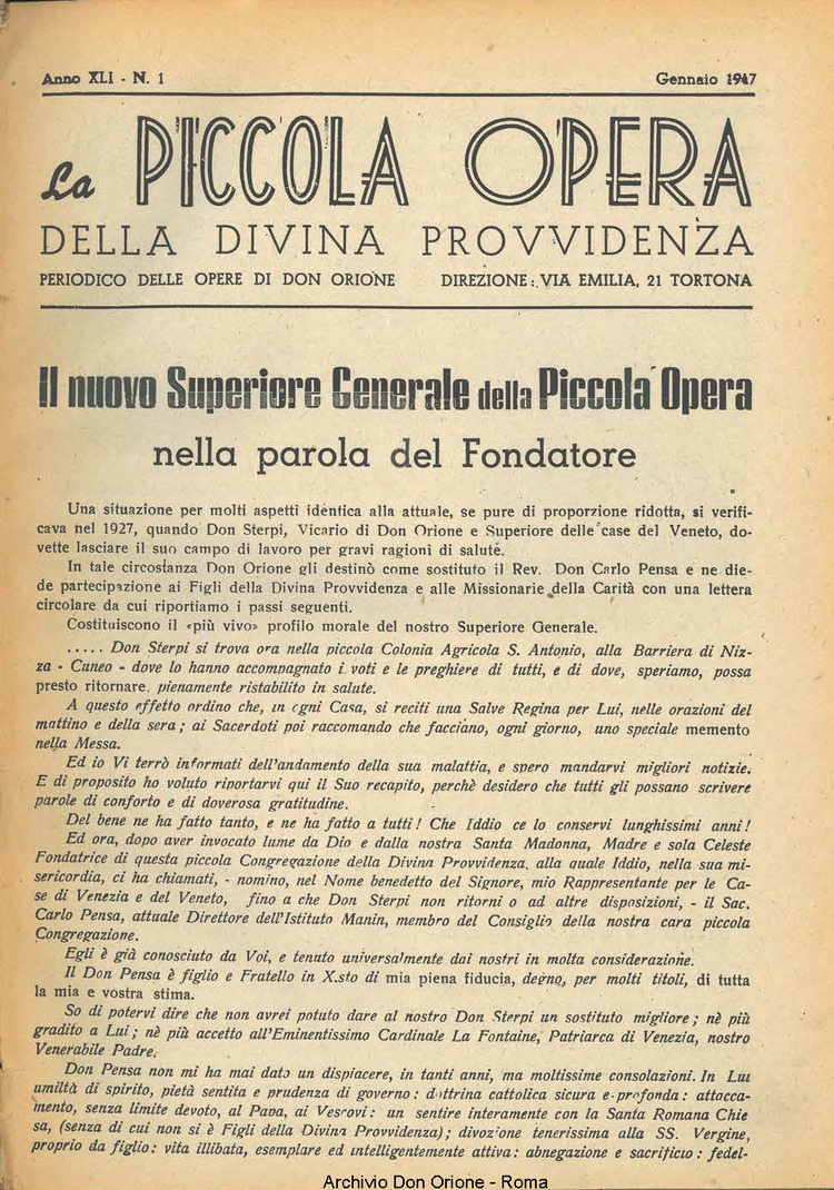 La piccola Opera della Divina Provvidenza, 41, 01, 01-01-1947, pagina 3
