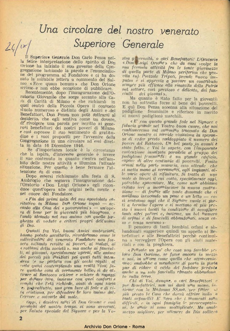La piccola Opera della Divina Provvidenza, 41, 02, 01-02-1947, pagina 2