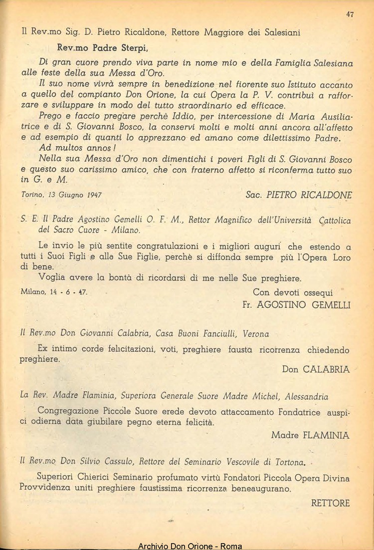 La piccola Opera della Divina Provvidenza, 41, 07, 01-07-1947, pagina 49