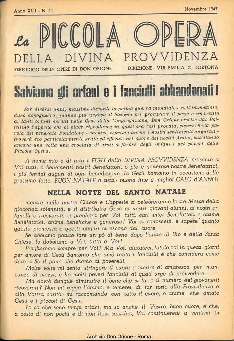 La piccola Opera della Divina Provvidenza, 42, 11, 01-11-1947, pagina 3