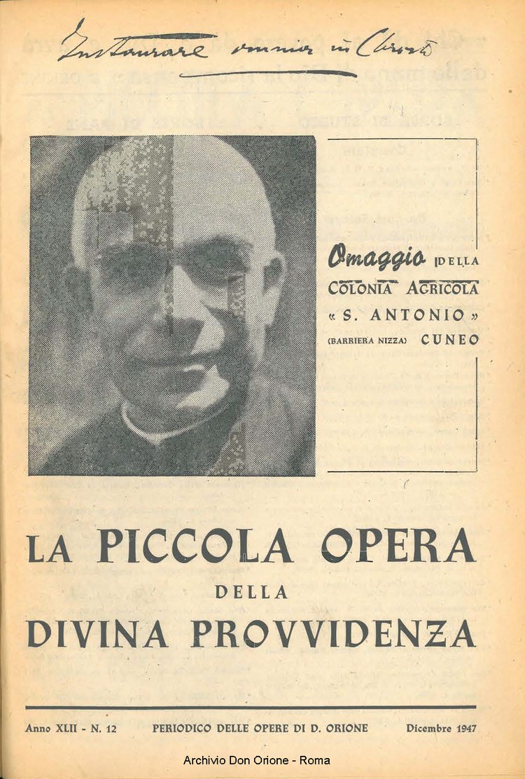 La piccola Opera della Divina Provvidenza, 42, 12, 01-12-1947, pagina 1