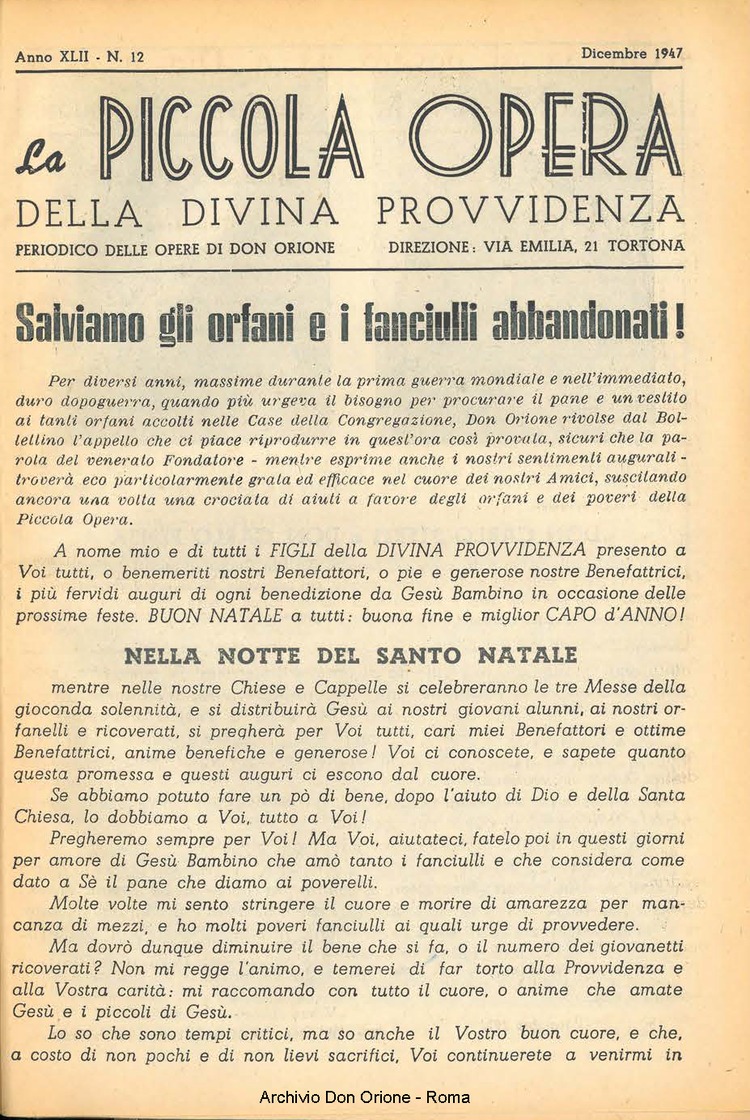 La piccola Opera della Divina Provvidenza, 42, 12, 01-12-1947, pagina 3