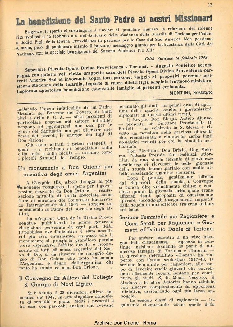 La piccola Opera della Divina Provvidenza, 43, 02, 01-02-1948, pagina 13